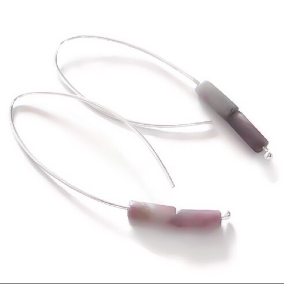 925 sterling silver rhodonite gemstone earrings - Picture 5 of 8